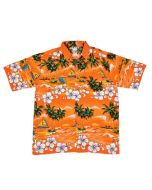 Orange retro Hawaiian shirt with palm trees.  These classic Hawaiian print shirts are comfortable and cool.  Hawaiian shirts for holidays or festival outfits.  Pretty little thing.