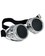 Silver steampunk goggles.  Steampunk goggles make a great festival wear accessory to your funky festival outfit.  Pretty little thing.