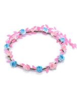 Pink and turquoise flower garland.  Flower crowns can be  a floral headdress at a wedding or festival wear accessory to your festival outfit.  Pretty little thing.