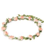 Peach flower garland flower crown. Floral headdress at a wedding or a festival wear accessory to your festival outfit.    Pretty little thing.