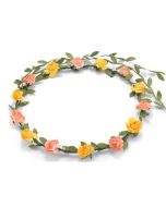 Yellow and peach flower garland flower crown.  Floral headdress at a wedding or a festival wear accessory festival outfit.  Pretty little thing.