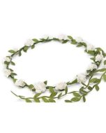 White flower garland flower crown.  A floral headdress at a wedding or as a festival wear accessory to your festival outfit.  Pretty little thing.