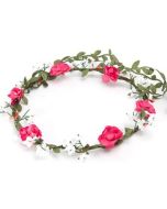 Pink and white bushy flower crown flower garland.  These floral headdresses can be worn at a wedding or as a festival wear accessory to your festival outfit.  Pretty little thing.