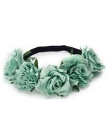 Large aqua flower crown flower garland.  These floral headdresses are on elastic so one size fits all.  They can be worn at a wedding or they make a great festival wear accessory for your festival outfit.  Pretty little thing