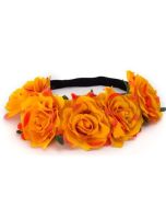 Large orange flower crown flower garland on elastic.  These floral headdresses can be used at a wedding or as the perfect festival wear accessory to compliment your festival outfit.  Pretty little thing.