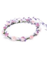 Pink and lilac flower garland with lilac trail.  These flower garlands can be used as a floral headdress at a wedding or as a festival wear accessory to your festival outfit. Pretty little thing.