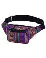 Purple hippy bum bag with Aztec design, adjustable strap and pockets.  These hippy Aztec bumbags make great festival wear to compliment you festival outfit.  Matching bucket hat available.  Pretty little thing.