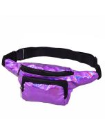 Shiny purple holographic bum bag with adjustable straps and two pockets.  These holographic bumbags make great festival wear to compliment your festival outfit.  Matching bucket hats available.  Pretty little thing.