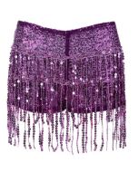 Purple sequin tassel skirt with hot pants underneath.  These purple sequin tassel skirts make great dance shorts or festival wear for your funky festival outfit