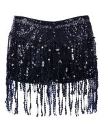 Black sequin tassel skirt with hot pants underneath.  These black sequin tassel skirts make great dance shorts or festival wear for your funky festival outfit.  Pretty little thing