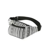 Black and white hippy bum bag with Aztec design, adjustable strap and pockets.  These hippy Aztec print bumbags make great festival wear to compliment your festival outfit.  Matching bucket hats available.  Pretty little thing.