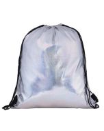 Shiny Holographic Silver Drawstring Bag