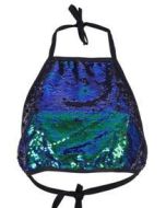 Green reversible sequin halter neck top.  These green reversible sequin halter neck tops make great festival wear for your funky festival outfit. Pretty little thing.