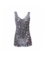 Silver sequin playsuit, romper suit or one piece.  These silver sequin playsuits make great festival wear for your funky festival outfit.  Pretty little thing