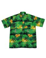 Green Hawaiian shirt with yachts.  .  These green Hawaiian print shirts make a great festival wear accessory to your funky festival outfit.  Pretty little thing.