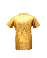 Gold holographic t shirt for men.  These metallic gold shiny t shirts make great festival wear for your funky festival outfit.  Pretty little thing.