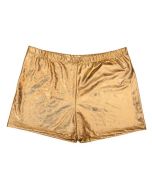 Men's gold holographic hot pants.  These shiny metallic gold men's shorts make great festival wear for your funky festival outfit.  Pretty little thing.  Gold shiny hot pants