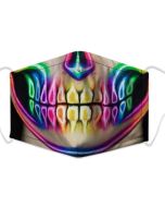 cotton 3 layer face mask with neon skull design