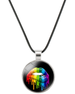 Gay Pride Necklace With Rainbow Lips.  LGBTQ+ Accessories.