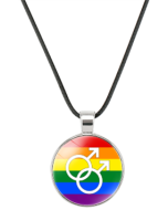 Male Gay Pride Necklace Pendant On Waxed Cord LGBTQ+