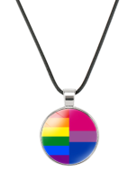 Bisexual and Rainbow Pride Necklace Pendant On Waxed Cord