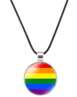 Rainbow Gay Pride Necklace Pendant on Waxed Cord LGBTQ+