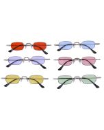 Rectangular sunglasses with coloured lenses.  These rectangular sunglasses make a great festival wear accessory to your festival outfit.  Pretty little thing.