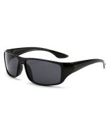 Black wrap around sunglasses with dark lenses.  These wrap around sunglasses make a great festival wear accessory to your funky festival outfit.     Pretty little thing.