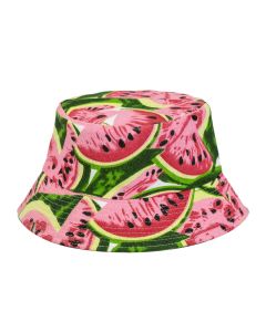 Foldable cotton bucket sun hat with watermelon print design.  These sun hats can be folded to fit in your bag or pocket.  They make great rave hats or festival wear.