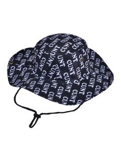 C*NT print fisherman hat  These wide rimmed sun hats are foldable to fit in your bag and make ideal festival wear for your festival outfit.