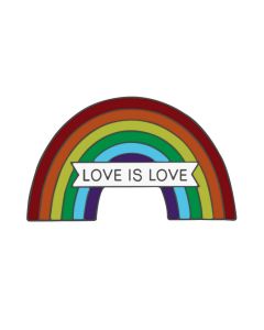 Love is love rainbow gay pride badge.  Many LGBTQ+ badges available including transgender pride badges, pansexual pride badges, bisexual pride badges, non binary and more.