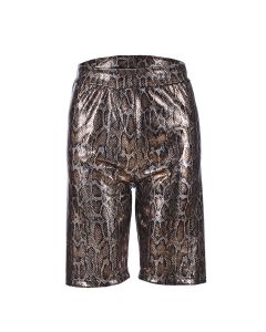 Shiny holographic snake print cycling shorts.  These shiny metallic snake print cycling shorts make great festival wear for your funky festival outfit. Pretty little thing.