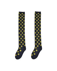 Smiley Face Print Over The Knee Festival Welly Socks