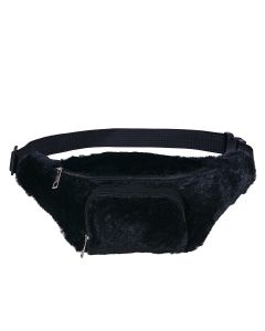 Black faux fur bum bag with adjustable strap.  These adjustable fluffy bum bumbags have matching fluffy bucket hats available.  Great festival wear to compliment your funky festival outfit.  Pretty little thing.