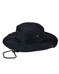 Plain black fisherman's hat.  These sun hats have a wide rim to keep the sun from your eyes.  They are foldable  and  make funky festival wear for your festival outfit. Pretty little thing.