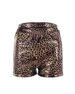 Shiny holographic leopard print hot pants.  These shiny metallic leopard print hot pants make great festival wear for your funky festival outfit. Pretty little thing.