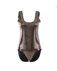 Shiny metallic leopard print swim suit.  These metallic animal print swim suits are great for holidays and festivals.  Pretty little thing.  Festival outfit, festival wear.