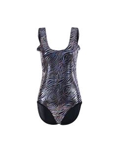 Shiny metallic zebra print swim suit.  These shiny holographic animal print swimming costumes are great for holidays and as festival wear for your festival outfit. Pretty little thing