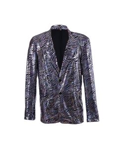 Holographic zebra print blazer jacket.  These shiny holographic zebra print blazer jackets make great festival jackets for your funky festival outfit. Pretty little thing.