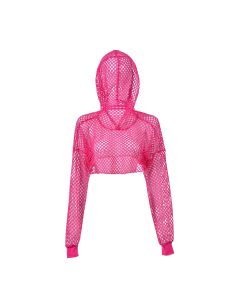 80's Pink Mesh Hooded Top.  This hooded 80's neon pink mesh top has matching flares available.  The pink mesh hooded top makes great festival wear for your funky festival outfit.  Pretty little thing.  1980's fancy dress