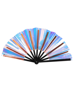 Extra LArge Silver Holographic Cracking Fan 33cm LBGTQ+