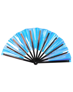 Extra Large Cracking Fan In Holographic Turquoise 