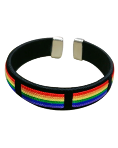 Rainbow gay pride wrist cuff in black.  Ideal LGBTQ+ gift for your loved one.