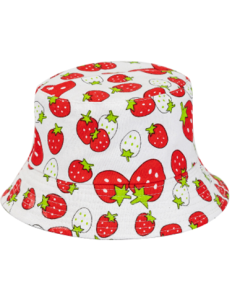 White Strawberry Bucket Hat Sun Hat Festival Hat Rave Hat