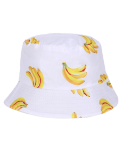 Banana Print Bucket Hat White Festival Hat, Rave Hat, Sunhat