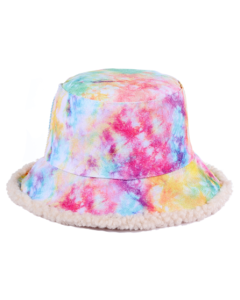 Tie dye corduroy and sherpa lined reversible bucket hat.  A great festival hat for those cold festival evenings.  Also available tie dye, black and brown sherpa lined winter hats.