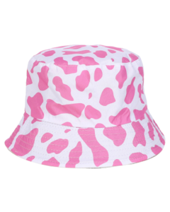 Pink Cow Print Childrens Sun Hat Kids Bucket Hat