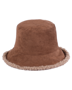 Brown faux suede and sherpa lined reversible bucket hat.  A great festival hat for those cold festival evenings.  Also available tie dye, black and brown sherpa lined winter hats.