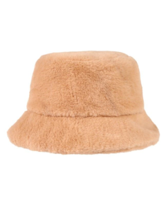 Beige Faux Fur Fluffy Bucket Hat Festival Hat