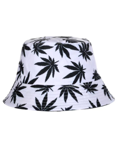 Black and White Ganja Leaf Print Festival Hat Bucket Hat Rave Hat